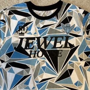 Jewel House T Shirt Mens L  Diamond All Over Print Diamond w Crown & Wings Patch